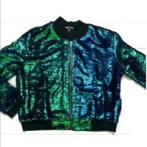 LuLaRoe XL Stevie Green Blue Mermaid Sequin Jacket